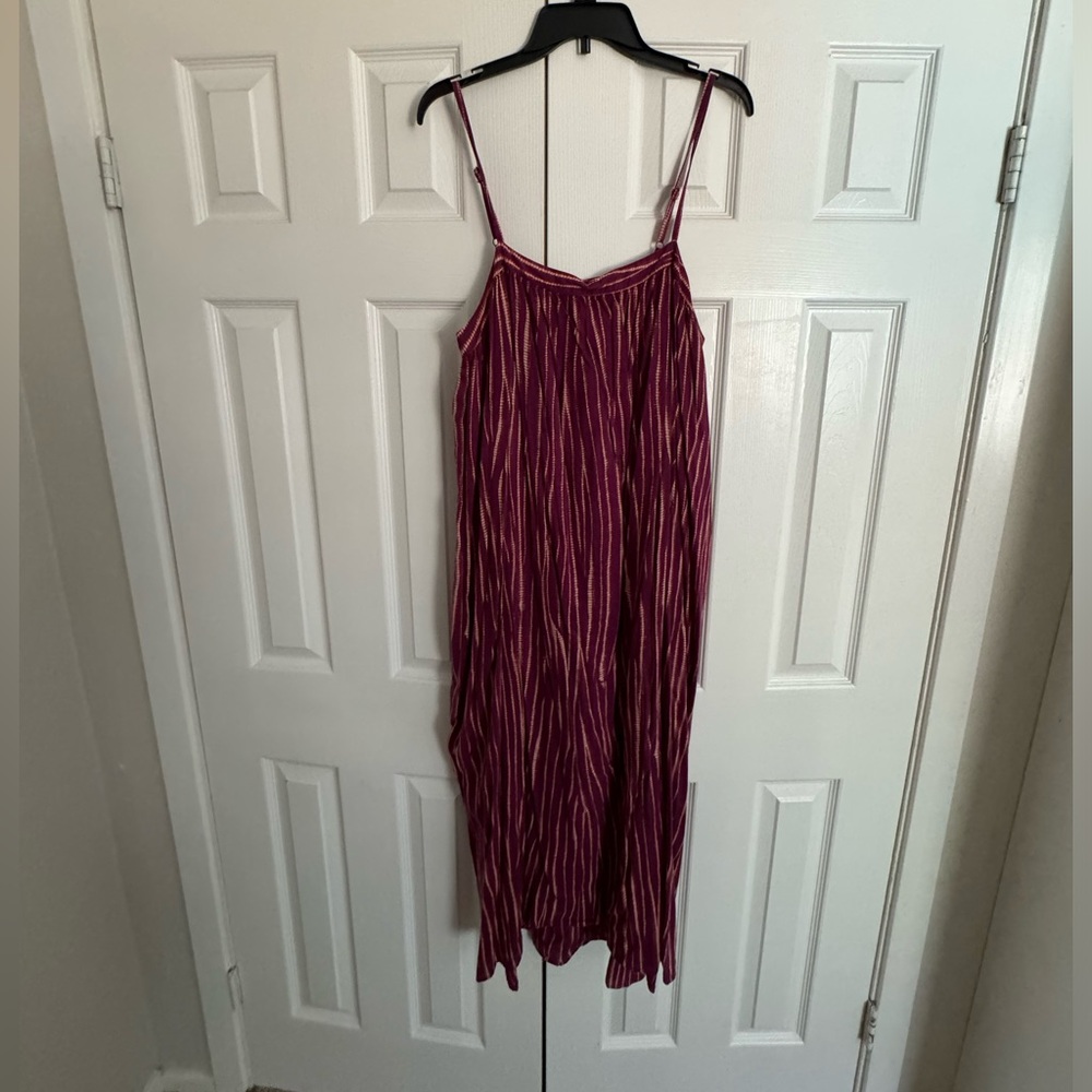 Fuschia Striped Spaghetti Strap Dress